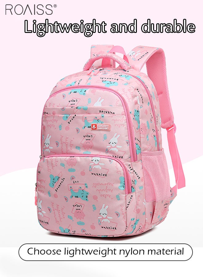 Large Capacity Printed Design Backpack Girls School Travel Spine Protection Decompression Waterproof Multi-Pocket School Bag (Including A Pencil Case)