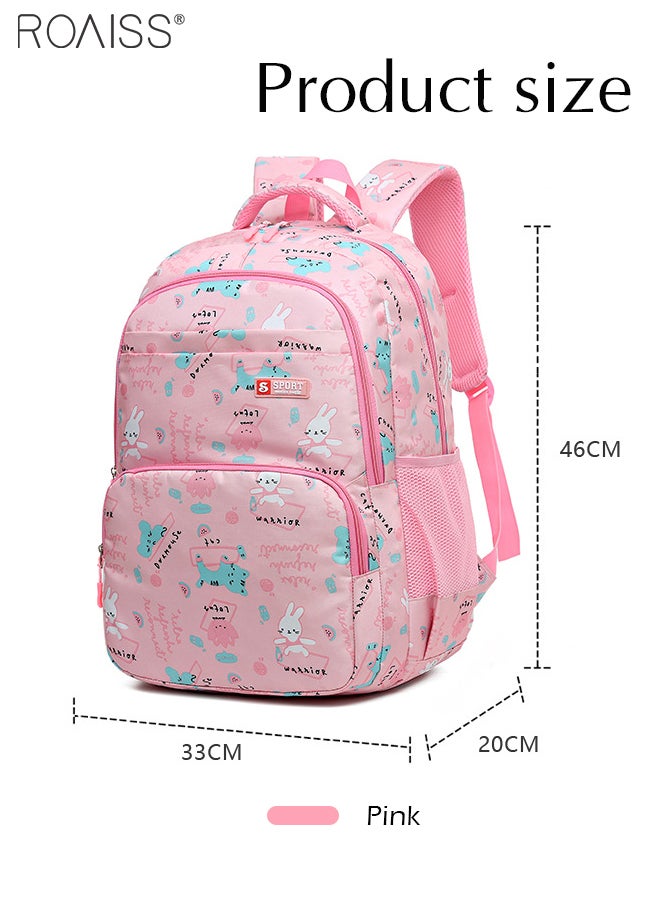 Large Capacity Printed Design Backpack Girls School Travel Spine Protection Decompression Waterproof Multi-Pocket School Bag (Including A Pencil Case)