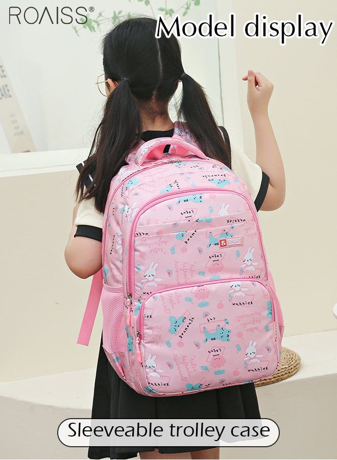 Large Capacity Printed Design Backpack Girls School Travel Spine Protection Decompression Waterproof Multi-Pocket School Bag (Including A Pencil Case)