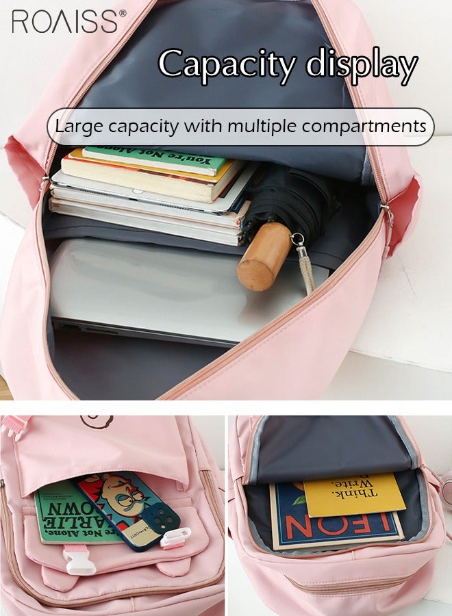 4-Piece Color Matching Large-Capacity Backpack Student School Travel Casual Waterproof Combination Backpack