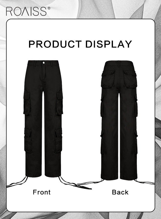 Women's Multi Pocket Work Pants Hip Hop Style Multi Pocket Low Waist Casual Pants