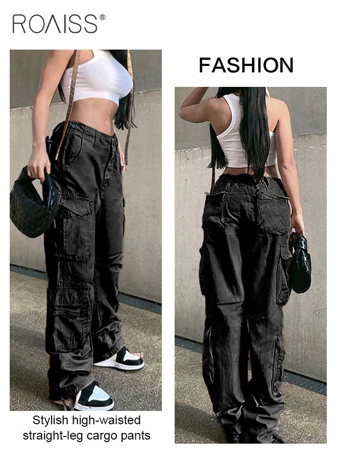 Women's Multi Pocket Work Pants Hip Hop Style Multi Pocket Low Waist Casual Pants