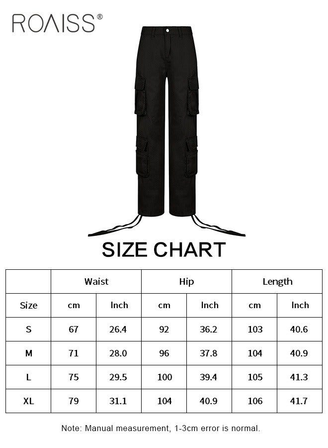 Women's Multi Pocket Work Pants Hip Hop Style Multi Pocket Low Waist Casual Pants