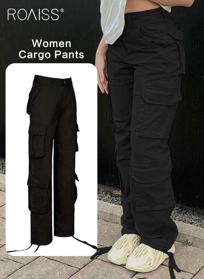 Women's Multi Pocket Work Pants Hip Hop Style Multi Pocket Low Waist Casual Pants
