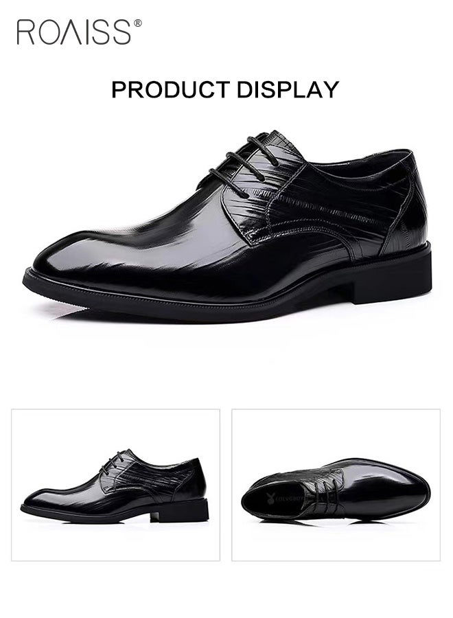 Business Formal Leather Shoes Men'S Professional Formal Occasion British Shoes Waterproof Leather Pointed Toe Drawstring Buckle Shallow Shoes