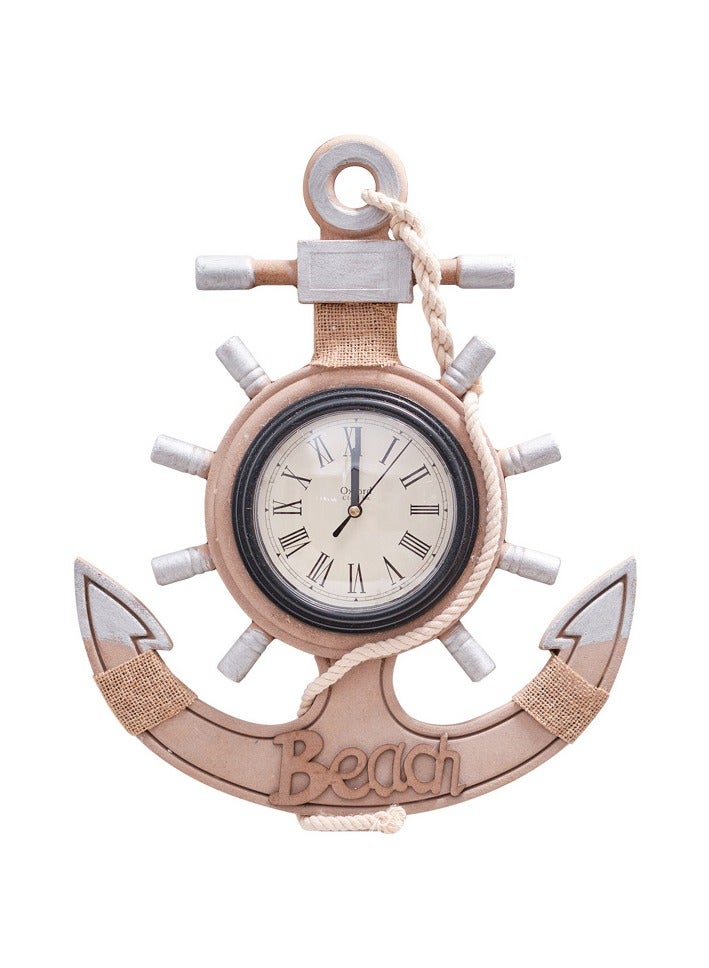 Mediterranean Style Retro Vintage Ship Anchor Clock