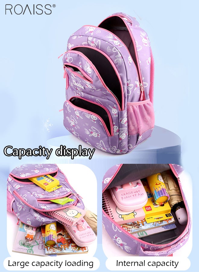 Large Capacity Printed Design Backpack Girls School Travel Spine Protection Decompression Waterproof Multi-Pocket School Bag (Including A Pencil Case)