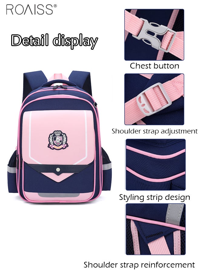 2-Piece Set Of Contrasting Color Backpacks, Children'S Large-Capacity School Backpack And Pencil Case