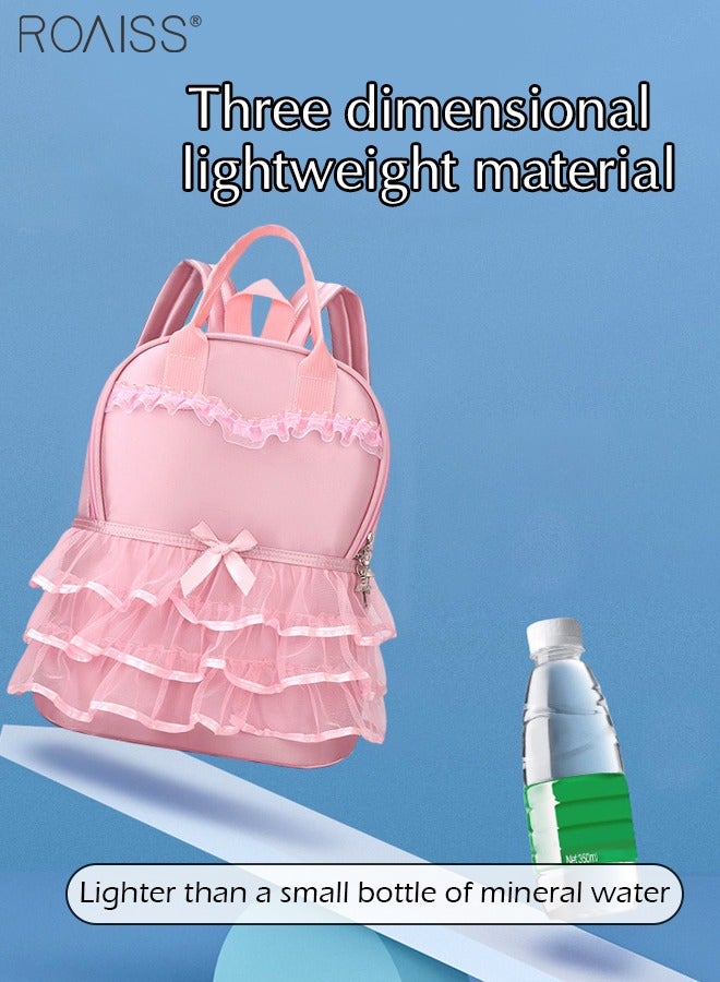 Satin Mesh Large Capacity Backpack For Girls Dance Learning Princess Dress Style Stress Relief School Bag