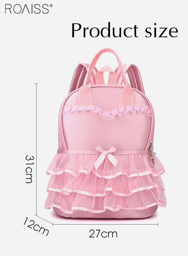 Satin Mesh Large Capacity Backpack For Girls Dance Learning Princess Dress Style Stress Relief School Bag