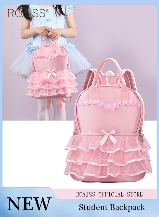 Satin Mesh Large Capacity Backpack For Girls Dance Learning Princess Dress Style Stress Relief School Bag