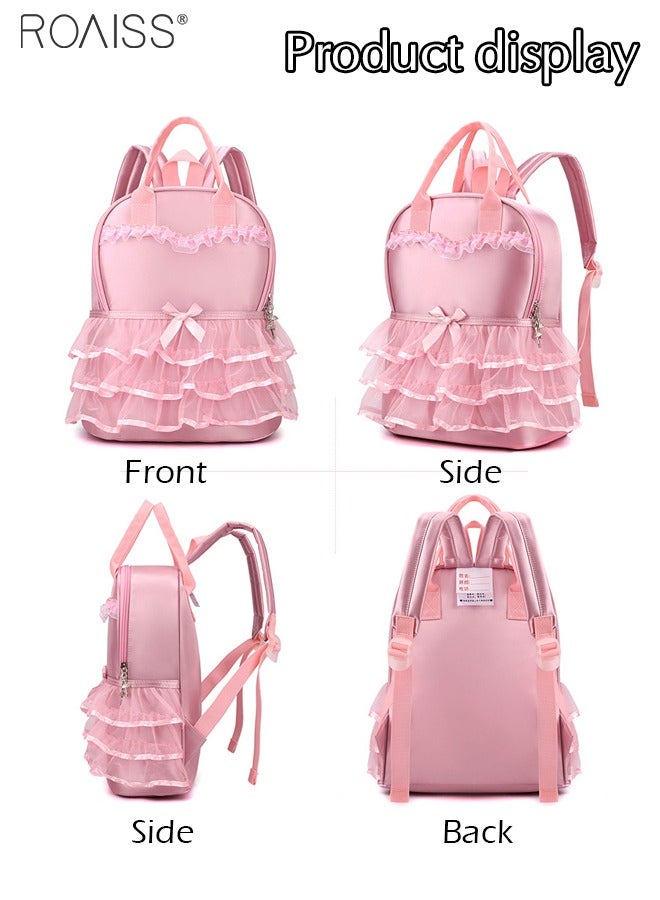 Satin Mesh Large Capacity Backpack For Girls Dance Learning Princess Dress Style Stress Relief School Bag