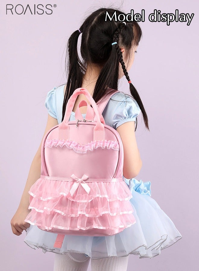 Satin Mesh Large Capacity Backpack For Girls Dance Learning Princess Dress Style Stress Relief School Bag