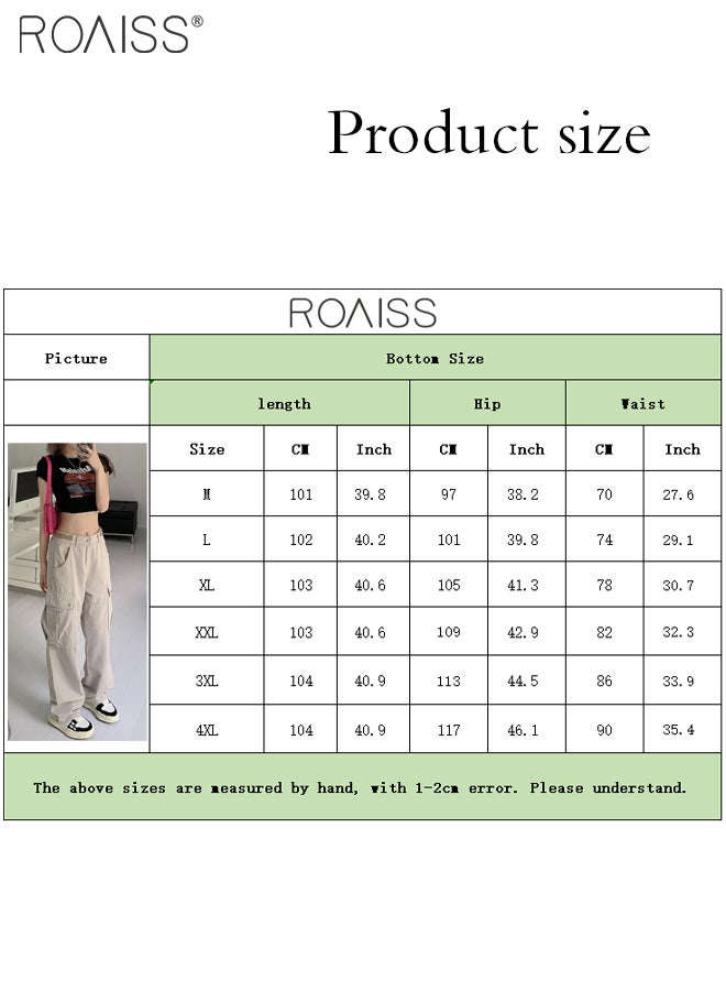 Fashion Loose Overalls For Women'S Daily Commuting Multi-Pocket Design Versatile Wide-Leg Pants Casual Pants With Large Side Pockets