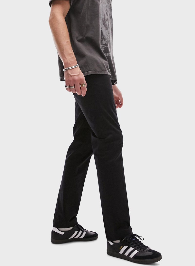 Topman Slim Smart Chino Trousers In Black