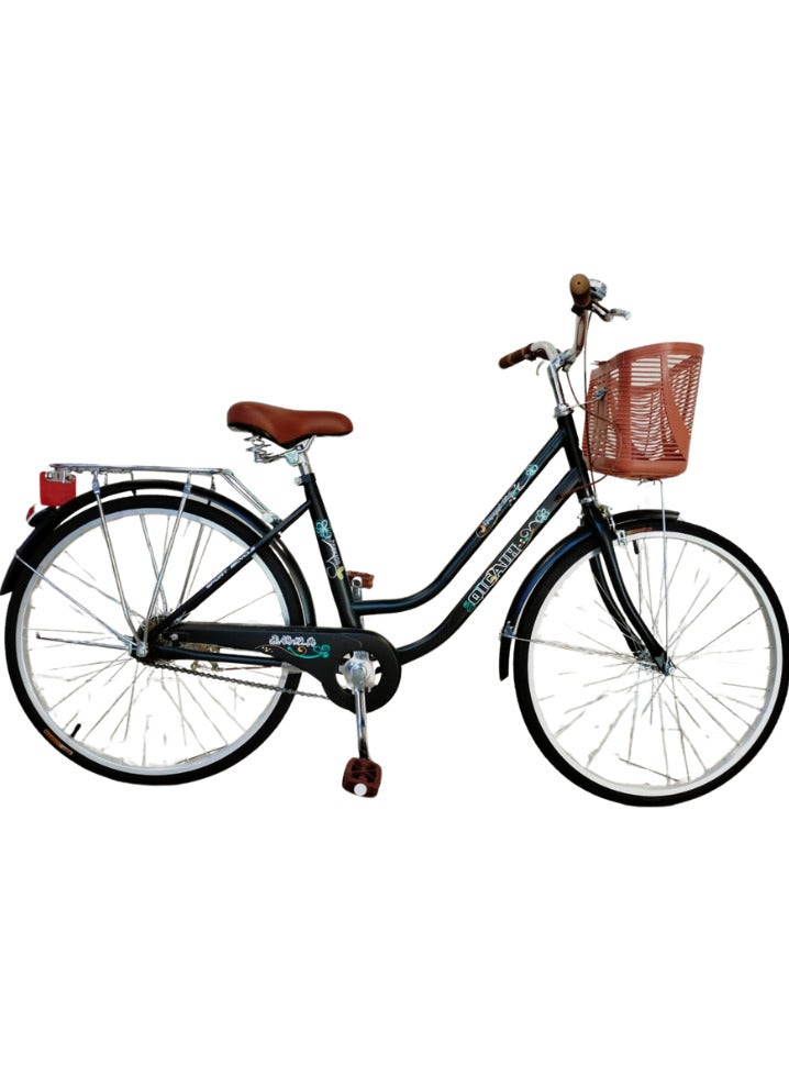 Shard City bike 24 inch for Women. Single speed with basket Black