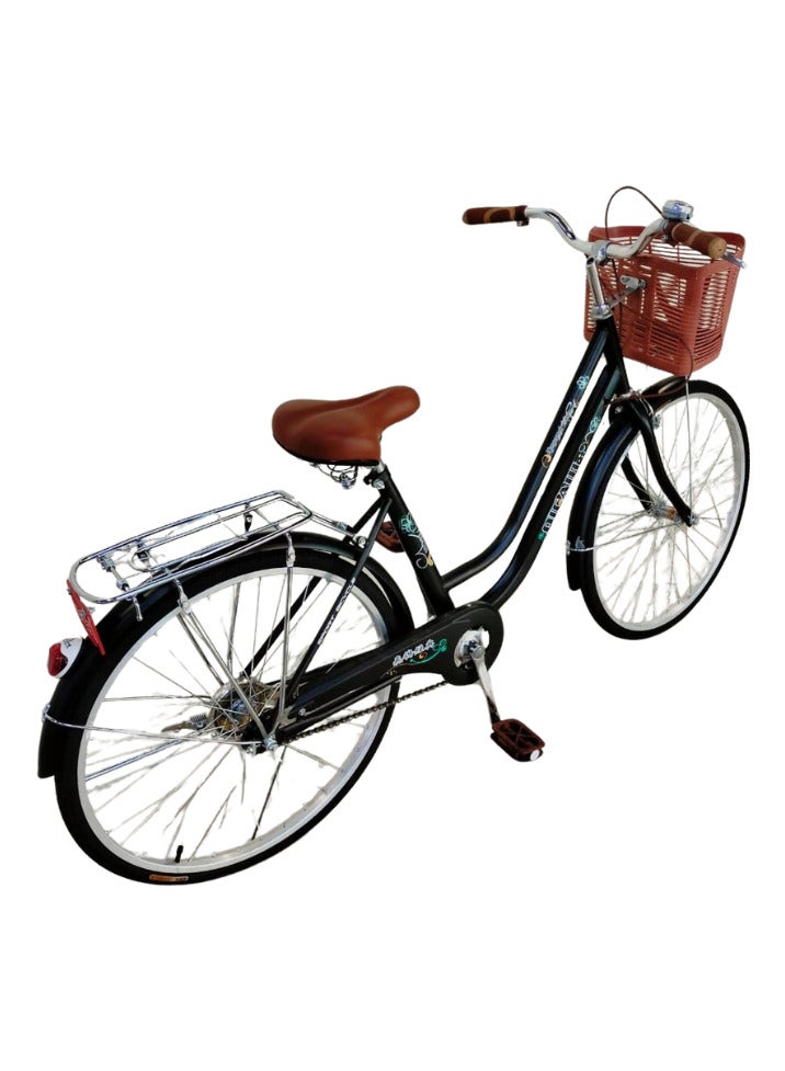 Shard City bike 24 inch for Women. Single speed with basket Black