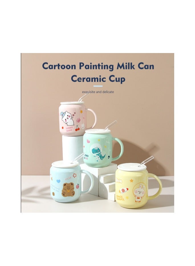 XS 005 Cartoon Painting Milk Can Ceramic Cup 390ml/13.1fl.oz.