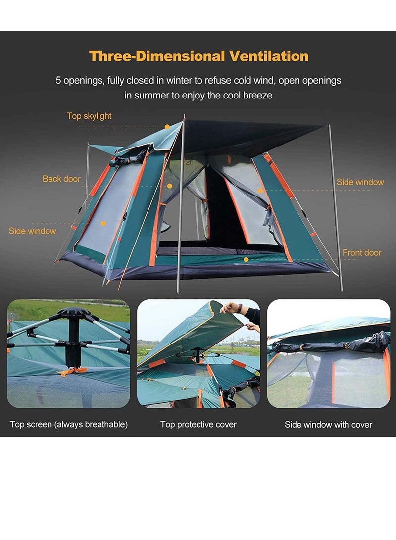 Automatic Camping Tent 6 Persons (240X240X150) CM,Instant Automatic Pop Up Dome Tent,Portable Windproof Lightweight for Family Backpacking Hunting Hiking Outdoor Beach Tent and Picnic Tent-Green
