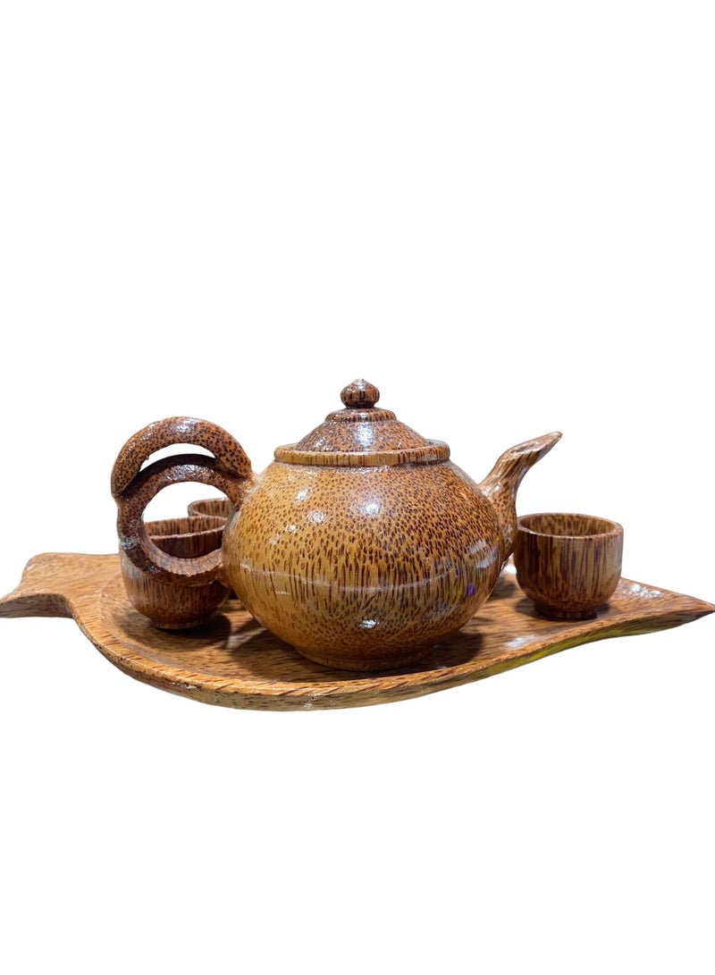 coconut wood teapot set 28cm length
