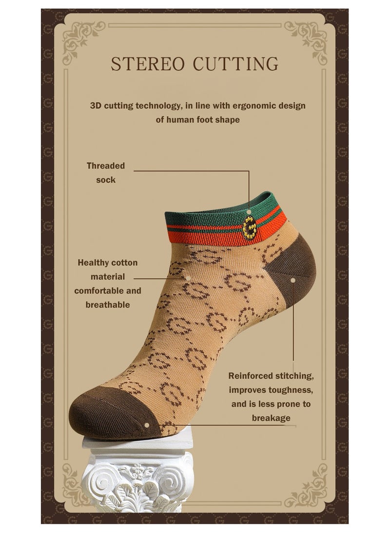 4 Pairs Of Trendy Men's Cotton Short Socks Deodorized Boat Socks