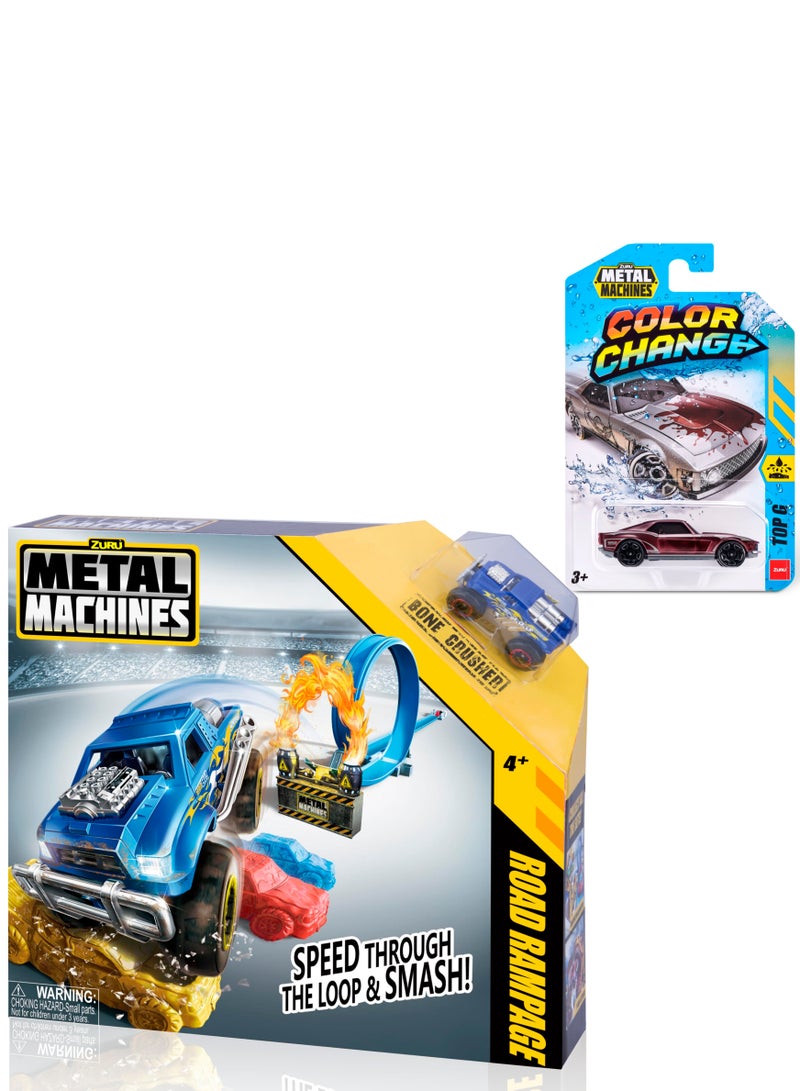 METAL MACHINES Road Rampage Trackset / With Color Change Car 1/64-1pc (car Color/Style May Vary
