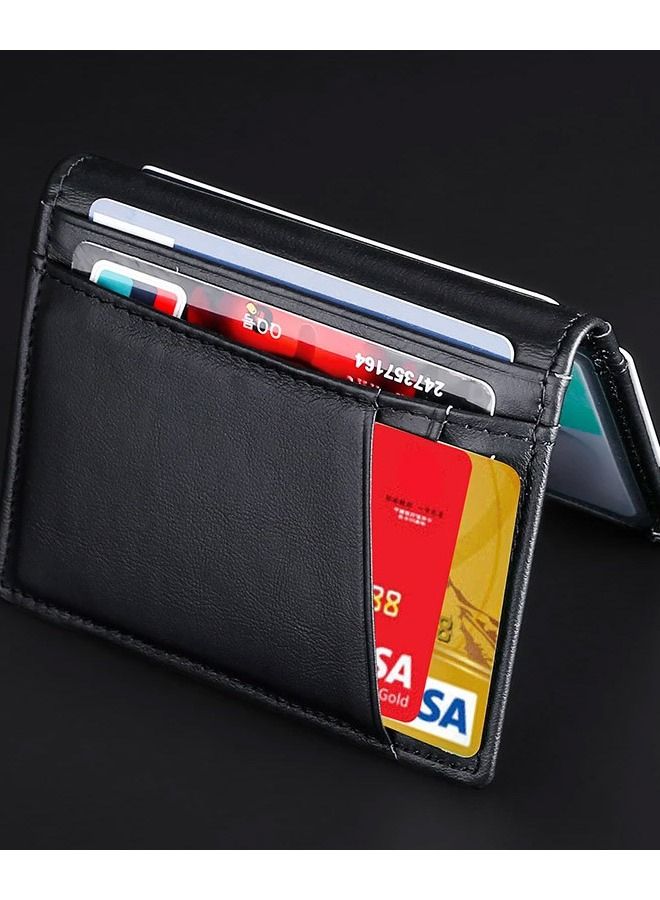 Men Minimalist Slim Card Holder Genuine Leather Card Wallet Slim Line Thin Mini Small Rfid Passport Id Card Holder Male