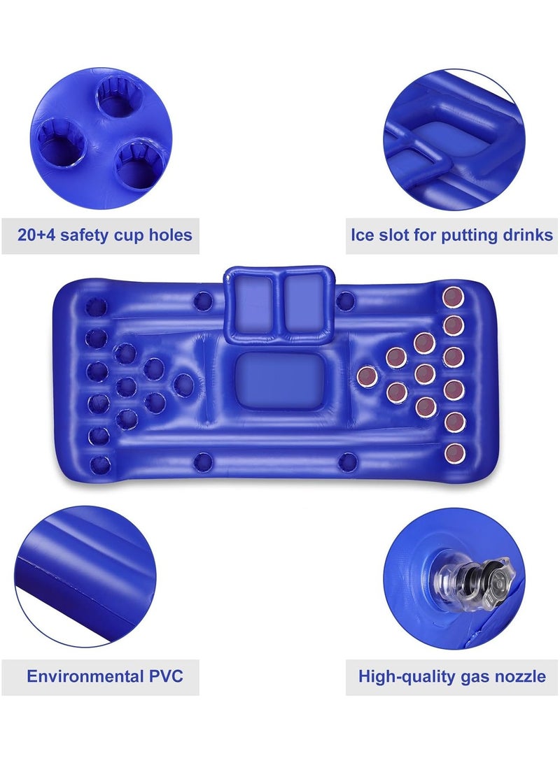 Adventure Lab Original Pool Party Barge Floating Beer Pong Table with Cooler and Cup Holders Blue