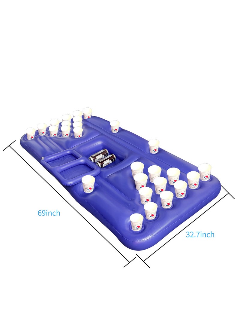 Adventure Lab Original Pool Party Barge Floating Beer Pong Table with Cooler and Cup Holders Blue