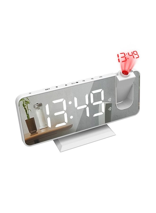 LED Digital Smart Alarm Clock Watch Table Electronic Desktop Clocks USB Wake Up Clock with 180° Time Projection Snooze