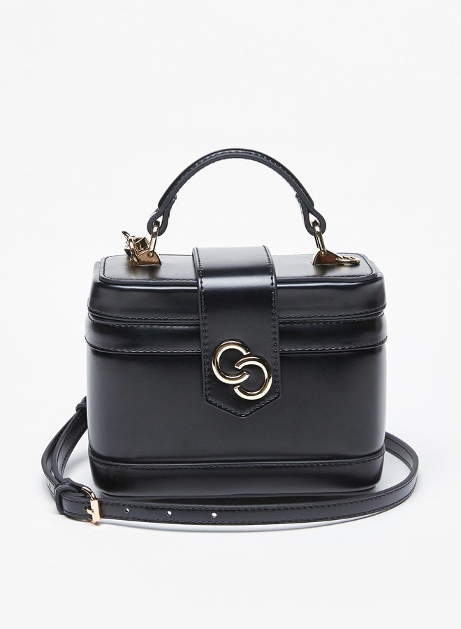 Women's Solid Box Shaped Satchel Bag with Top Handle and Detachable Strap