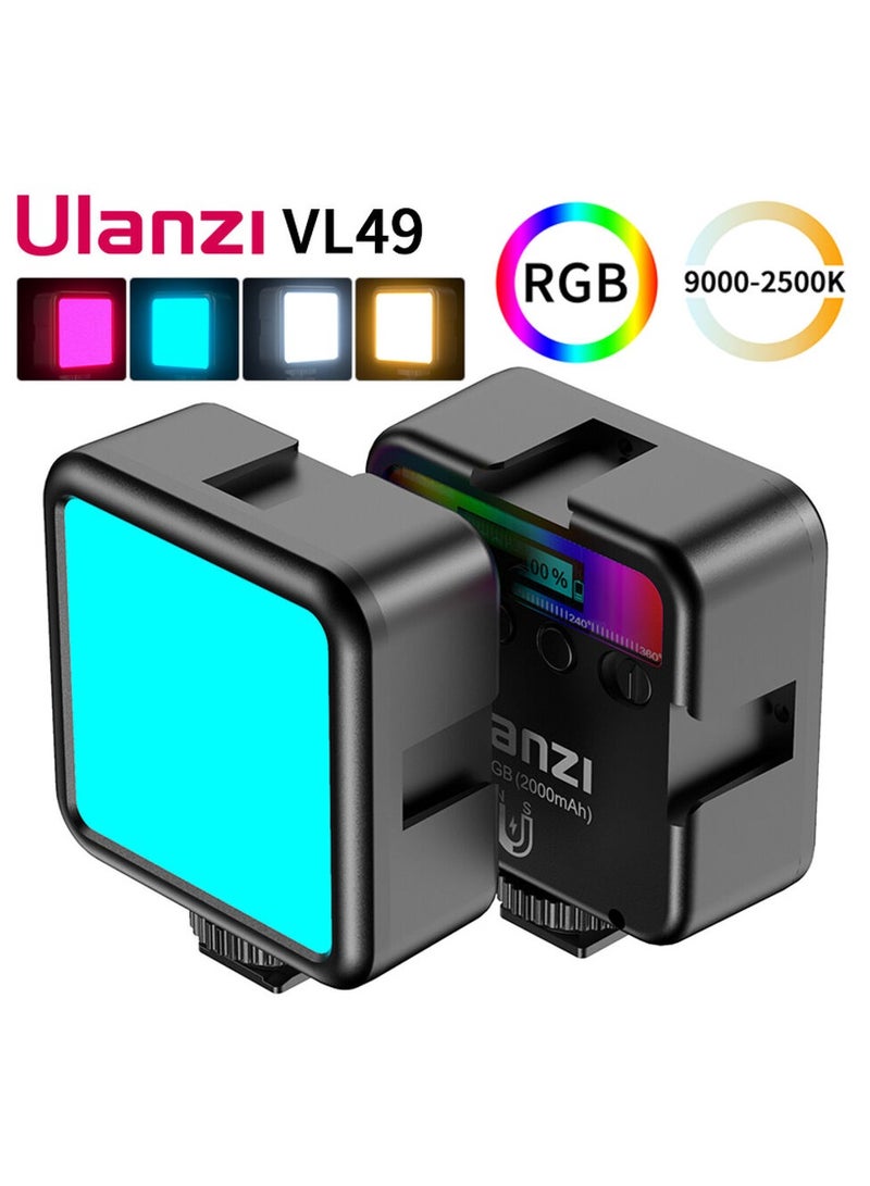 VL49 RGB Video Lights Mini LED Camera Light 2000mAh Rechargable LED Panel Lamp Photo Video Lighting for Youtube Tik tok