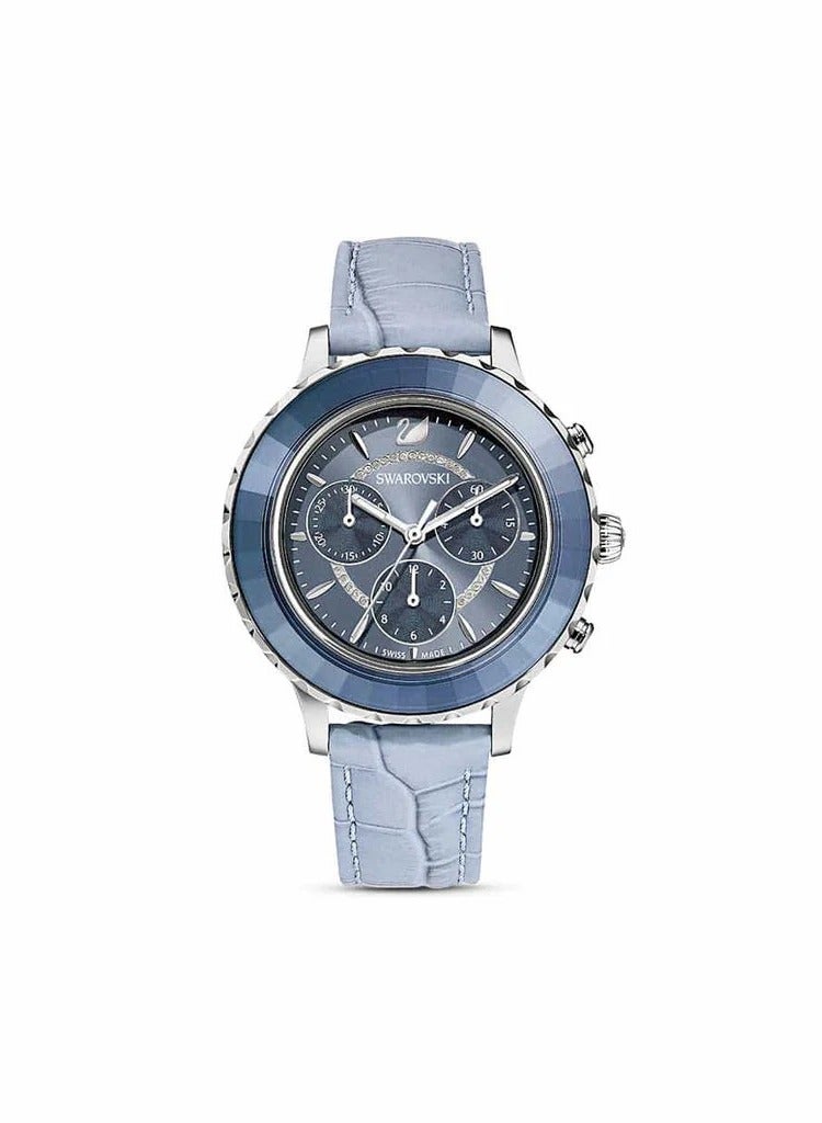 Swarovski Blue Leather Quartz Analog Women's Watch 5580600