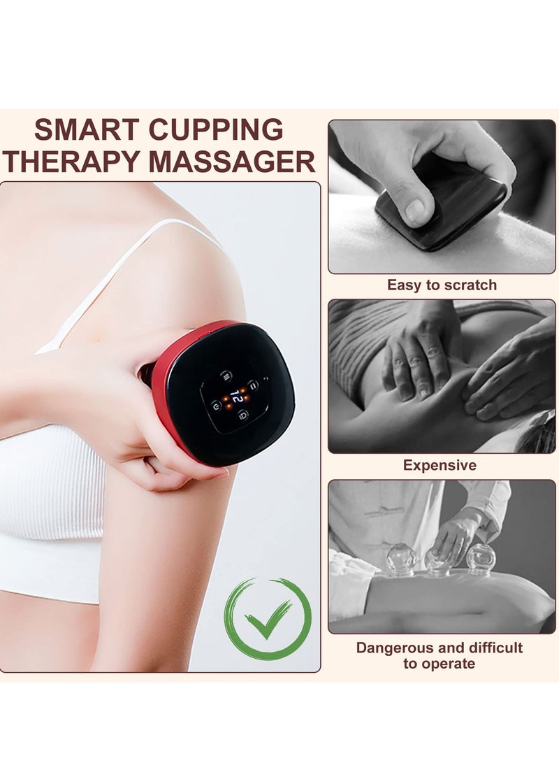 Electric Cupping Therapy Set 4 in1 Smart Cupping Massager Massage Vacuum Therapy Machine Scrapping Tool with Red Light Therapy for Pain Relief Aches with 12 Levels Temperature and Suction Green