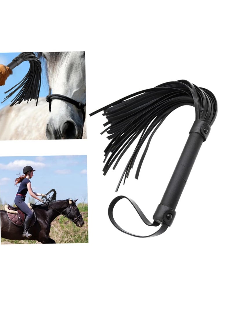 Riding Whip for Racecourse, Faux Leather Riding Crop Equestrian Flogger Shaft Paddle Horse Riding Crop Accessories Equestrian Flogger for Racecourse Horse (Black)
