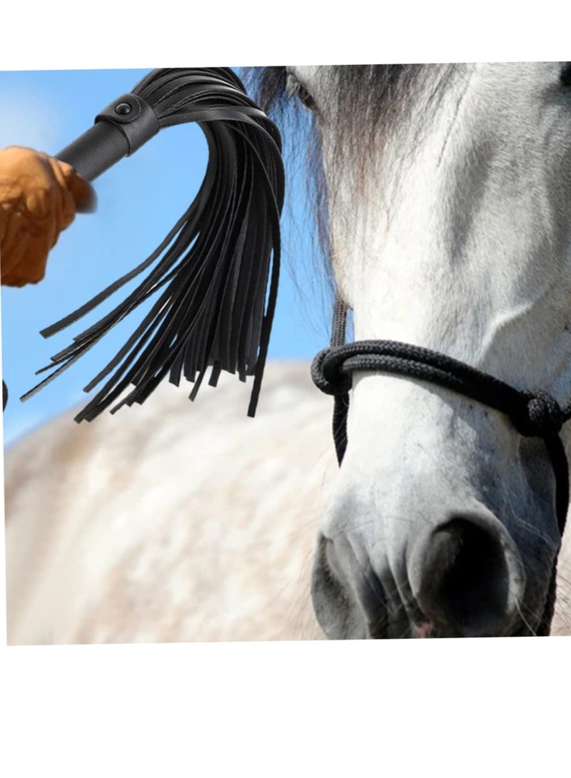 Riding Whip for Racecourse, Faux Leather Riding Crop Equestrian Flogger Shaft Paddle Horse Riding Crop Accessories Equestrian Flogger for Racecourse Horse (Black)