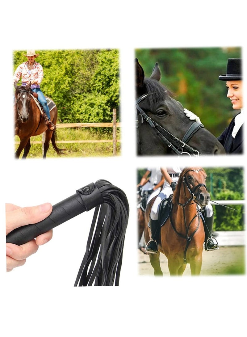 Riding Whip for Racecourse, Faux Leather Riding Crop Equestrian Flogger Shaft Paddle Horse Riding Crop Accessories Equestrian Flogger for Racecourse Horse (Black)