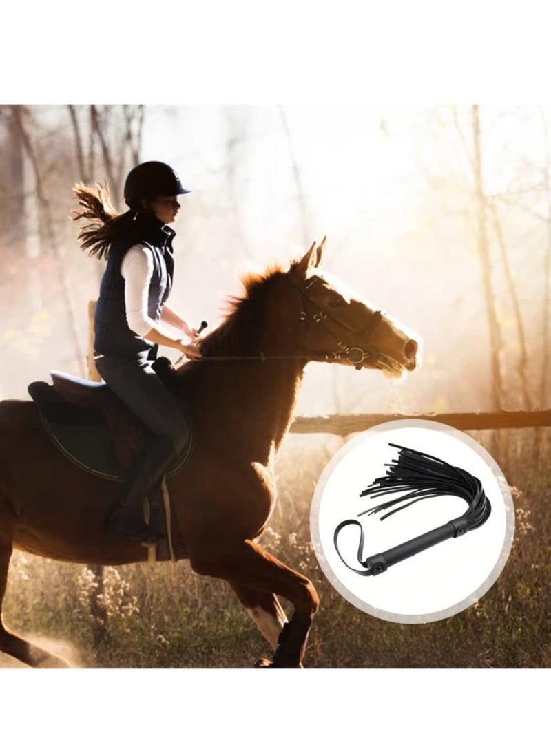 Riding Whip for Racecourse, Faux Leather Riding Crop Equestrian Flogger Shaft Paddle Horse Riding Crop Accessories Equestrian Flogger for Racecourse Horse (Black)