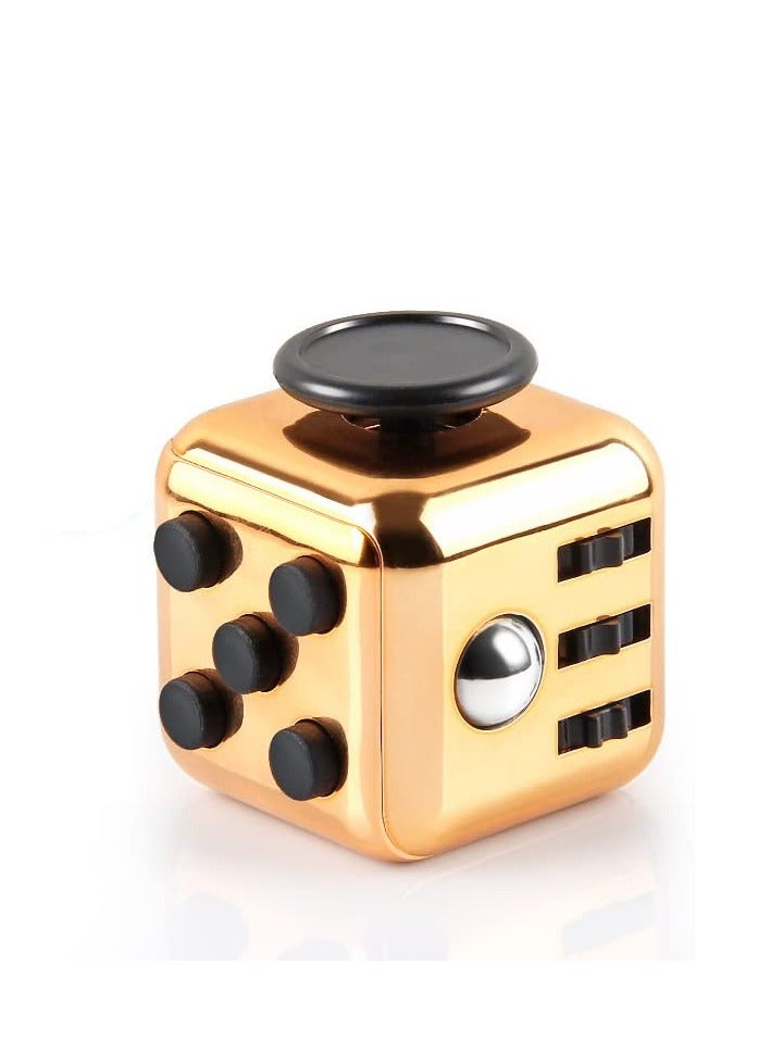 Fidget Toy Cube Toy Sensory Toy Stress Anxiety Relief Toy, Pressure Relieving Toys, Stress Reliever, Relaxing Toy Gift for Kids and Adults(Gold)