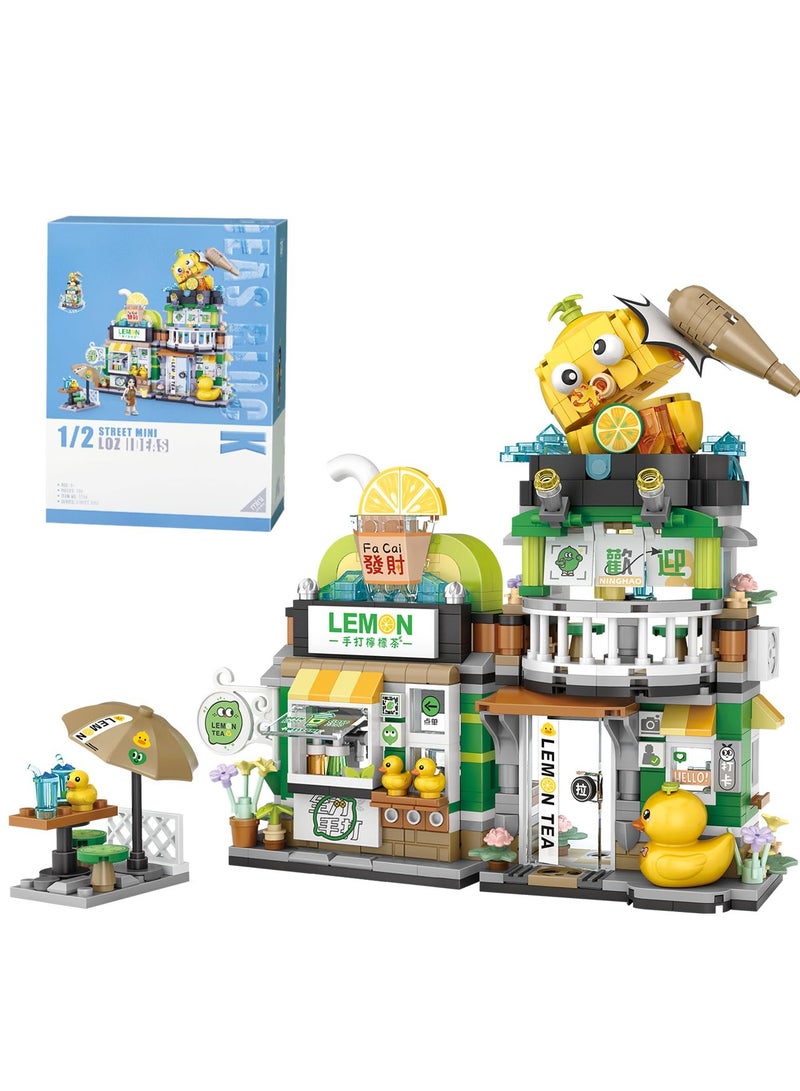 Building Blocks Toys, Japanese Street View Lemon Tea Shop Toy, MOC Construction Creative Japan Architecture Model, Architecture Construction Toy