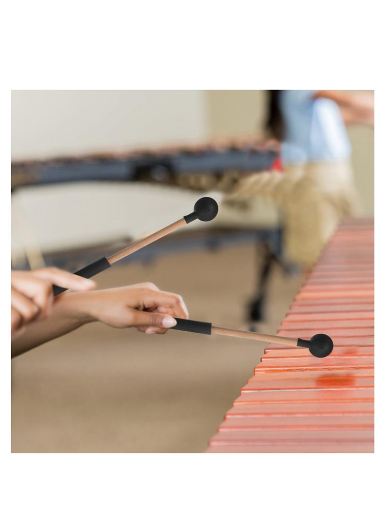 2Pcs Versatilen Percussion Instruments Drum Sticks Percussion Marimba Mallets Long Drum Mallets Wooden Handle Drummer Musical Instrument Drumstick Rubber