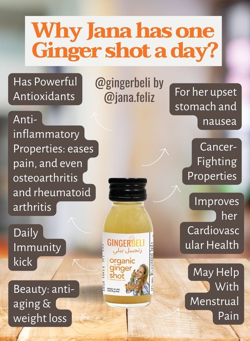 Gingerbeli Organic Ginger Shots for Digestion & Immunity 2 weeks or 1 month dose