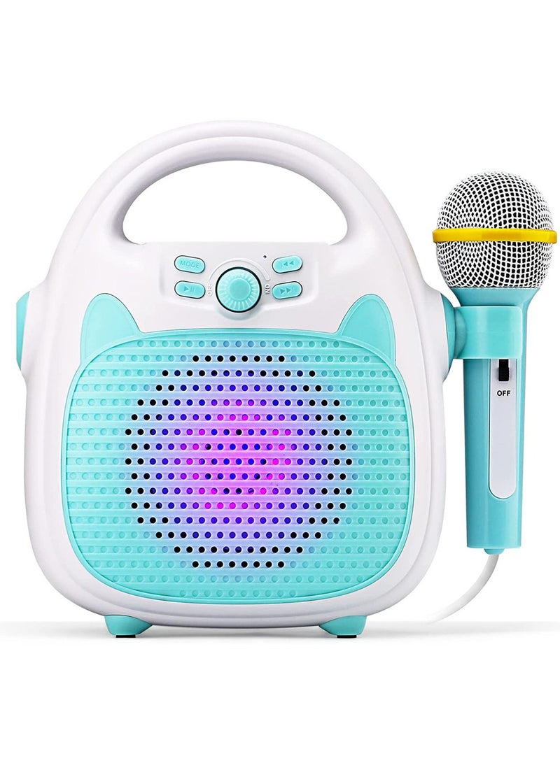 Toy Karaoke Machine for Kids, Wireless Bluetooth Speaker with Microphone, Kids Karaoke Machine for Kids with TF/USB Connectivity, Portable Singing Mic Machine with Flashing Lights (Blue)