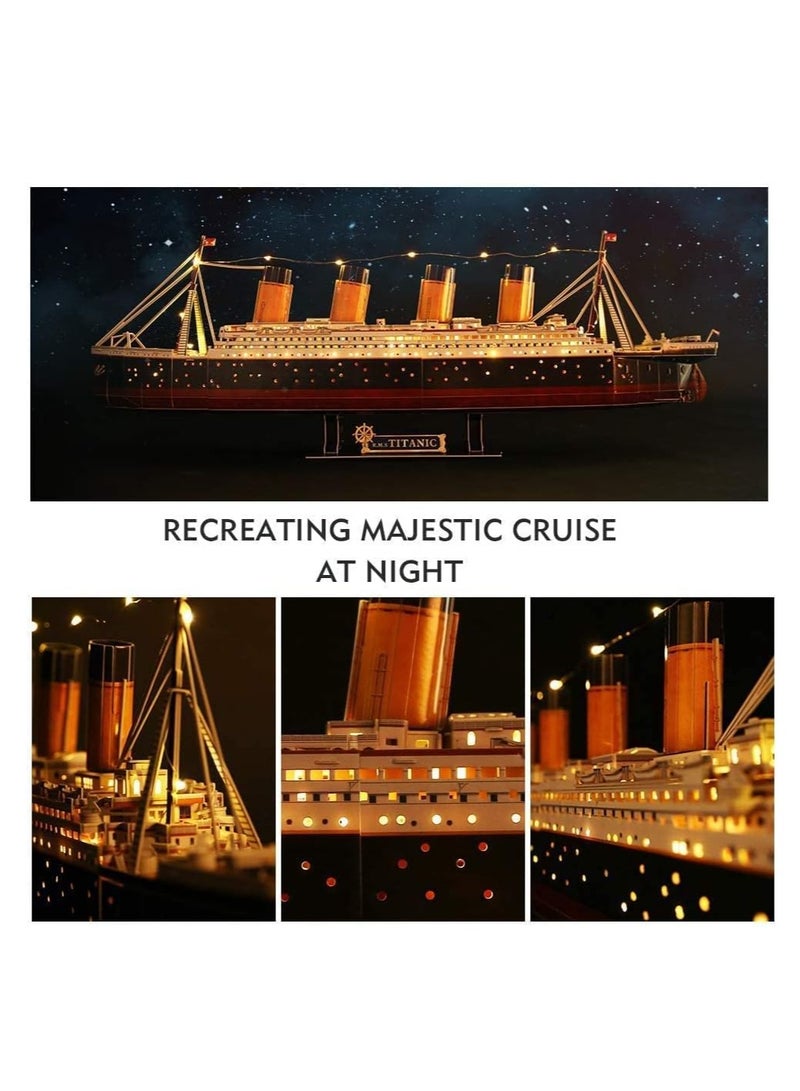 Titanic 3D LED Puzzle 88cm - 266-Piece Model Boat Kit for Adults and Teens - Ideal for Birthdays, Christmas, and Anniversary Gifts