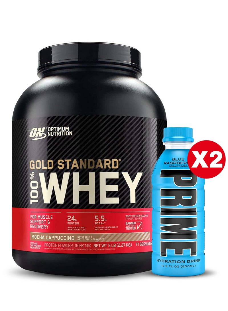 Gold Standard 100% Whey Protein Powder-Double Rich Chocolate, 5 Lbs, 74 Servings (2.27 KG)+Body Builder Shaker 700ml