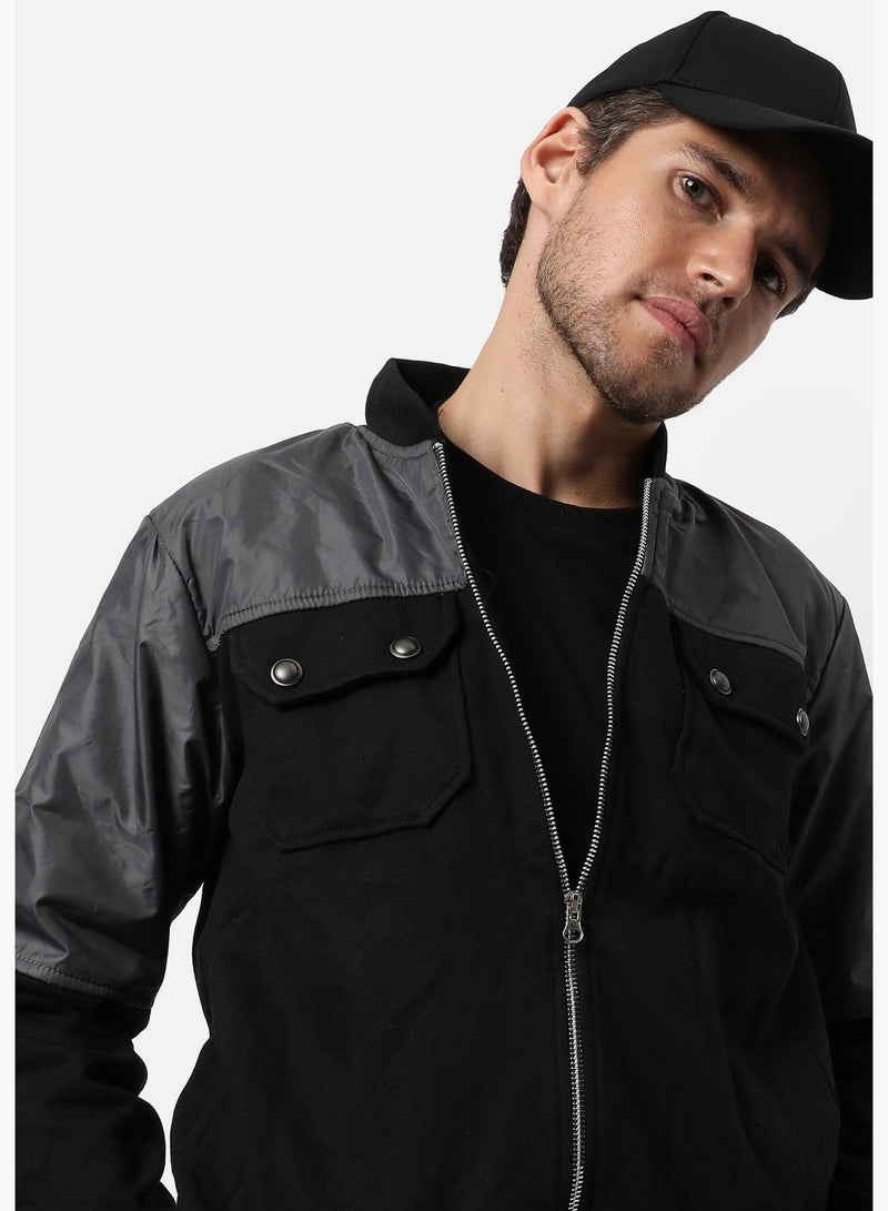 Men's Solid Vegan Leather Regular Fit Cotton Jacket For Winter Wear