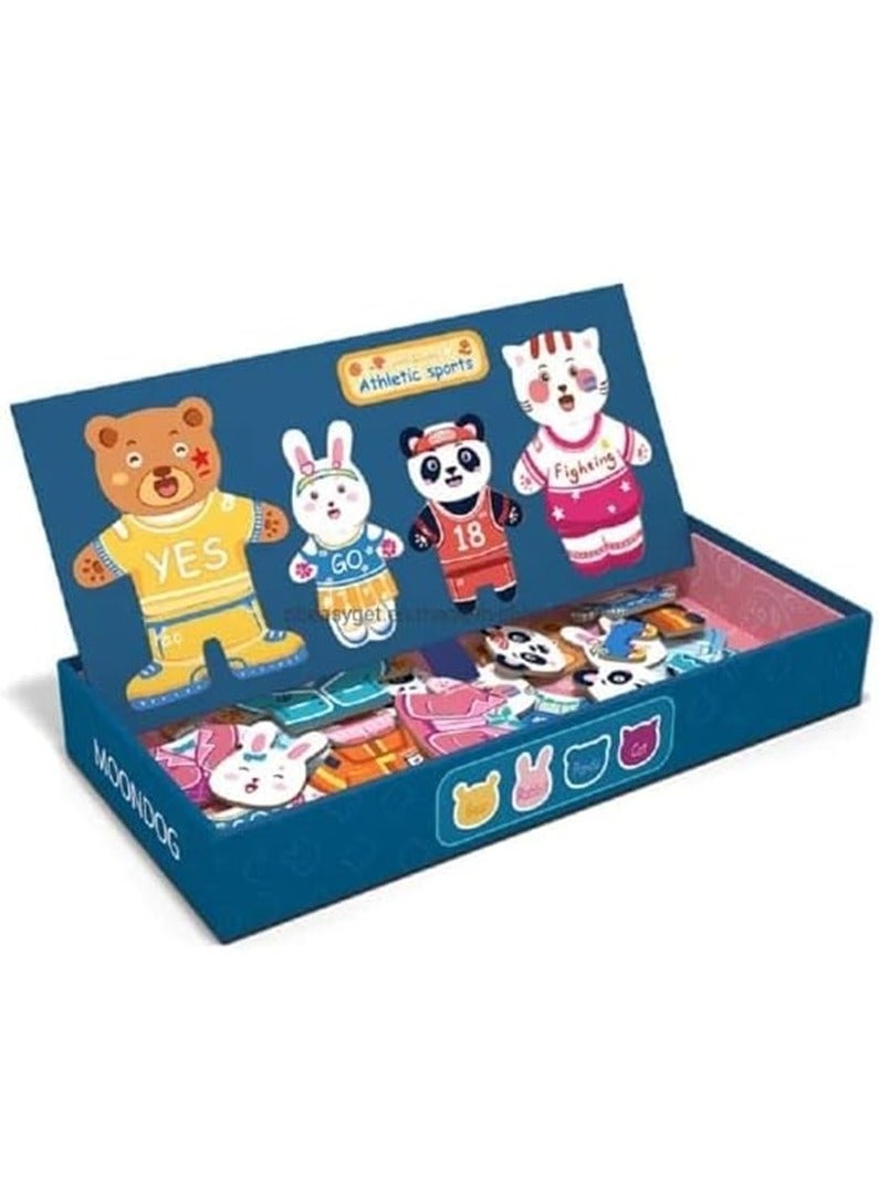 Kids Magnetic Dress-up Puzzle Game With Bear & Animal Shaped Magnets For Early Education And Intelligence Development