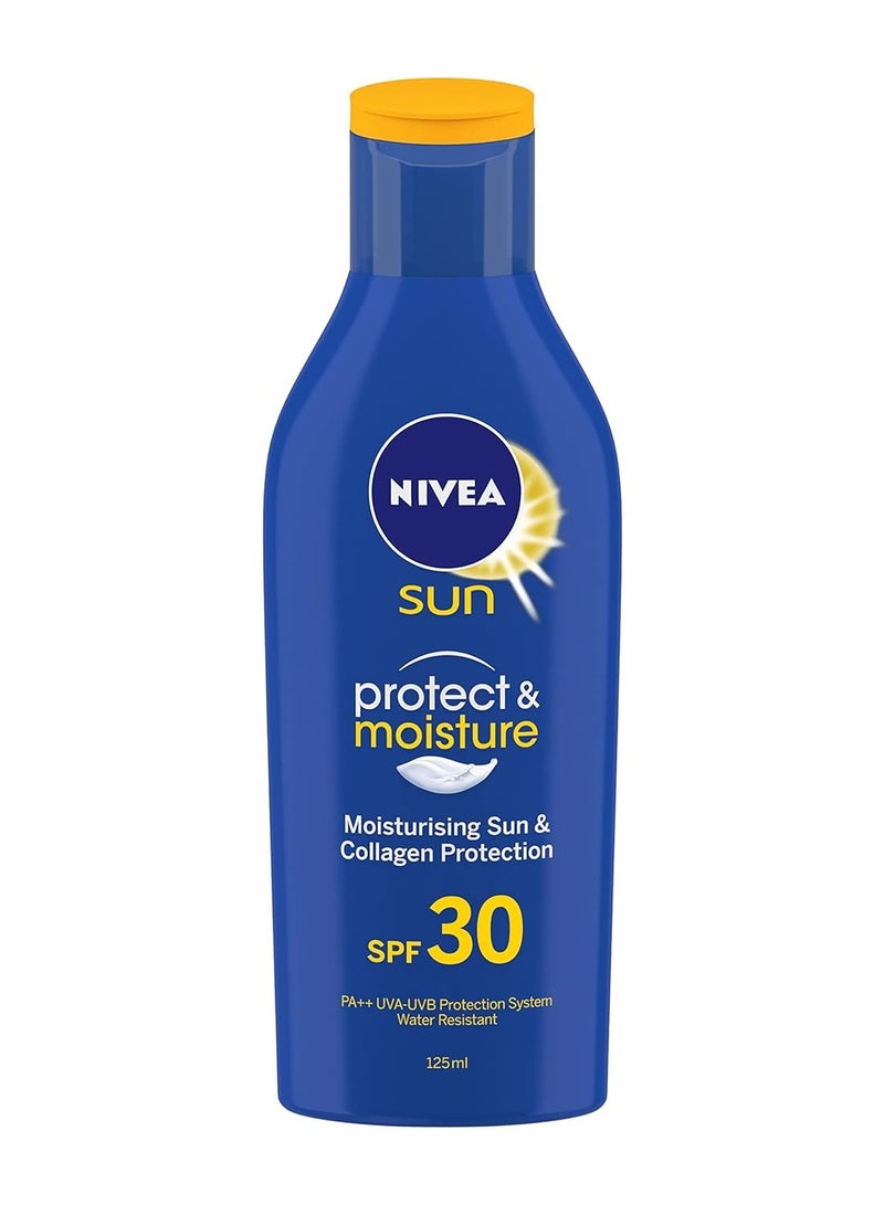 NIVEA SUN Protect and Moisture 125ml SPF 30 Advanced Sunscreen for Instant Protection| PA++ UVA - UVB Protection System Water Resistant For Men and Women