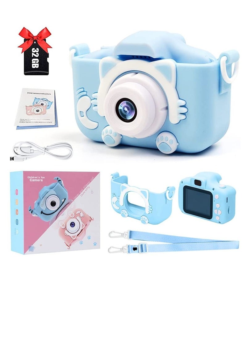 Kids Toy Digital Camera, 2021 Upgrade 1080P Dual Camera 2.0 Inches Screen 20MP HD Video Camcorder with [ 32 GB Memory Card ] Gifts for Child Boys Girls, Best Birthday Gift Games Toy (Blue