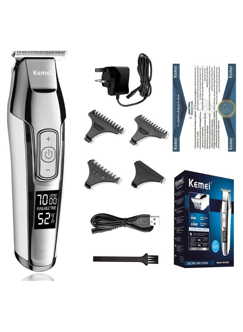 Professional Shaver From KM-5027 || For Men With Digital Display For Cutting Head Hair Even Baldness || Rechargeable Electric Hair Clipper (Saudi Version)